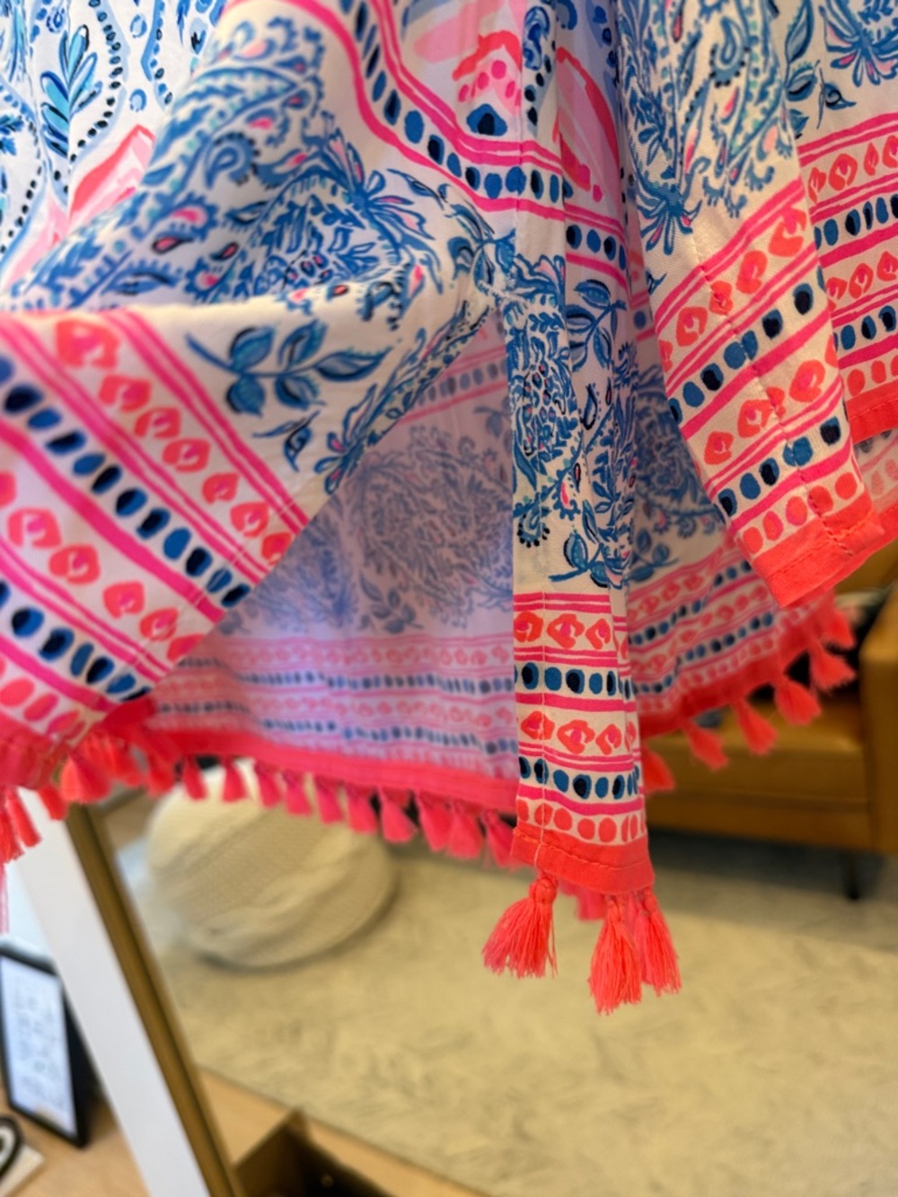 Lilly Pulitzer Blue & Pink Paisley Print Tunic with Tassel Hem - Picture 4 of 7